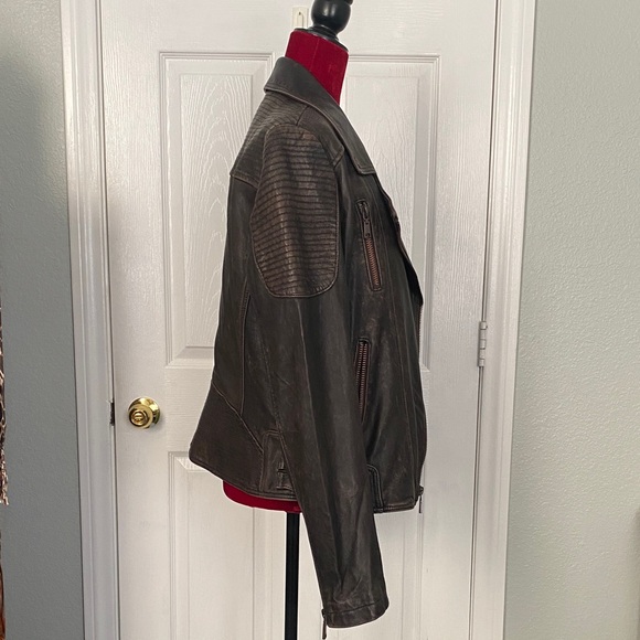 Wilson Women's dark brown Leather moto Jacket sz XL - Picture 2 of 8